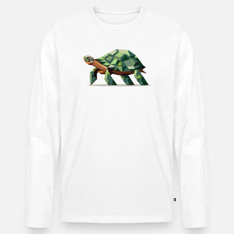 Stylized turtle in polygonal design - Men's Premium Organic Long Sleeve Shirt - white