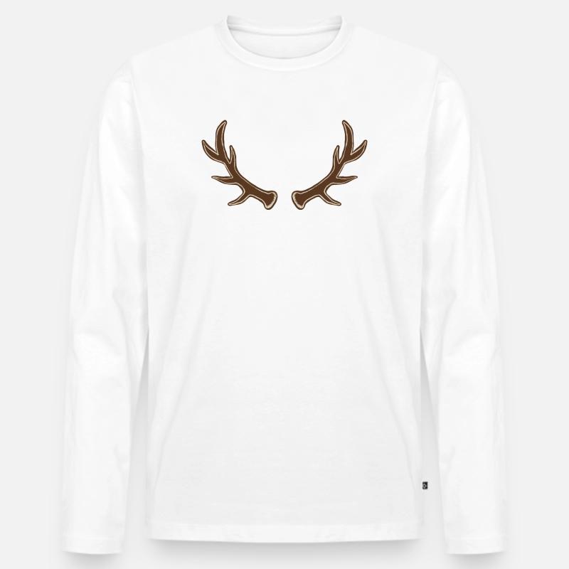 Rustic Antler Silhouette - Men's Premium Organic Long Sleeve Shirt - white