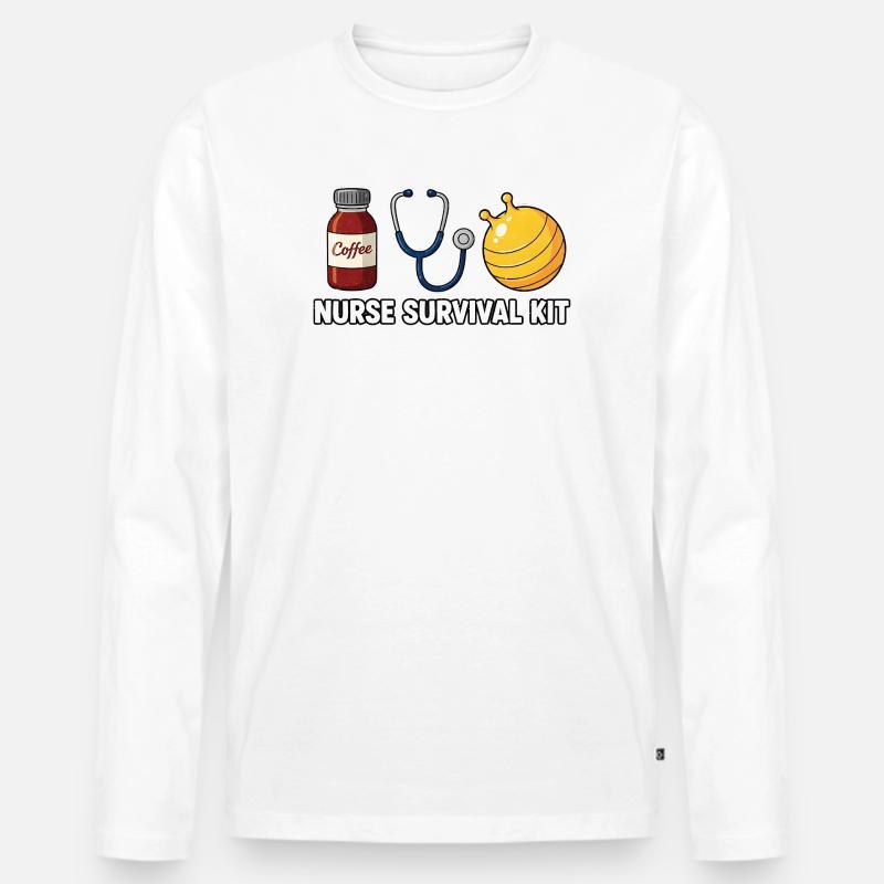 Krankenschwester Krankenpflegerin Kaffee - Männer Premium Bio Langarmshirt - Weiß