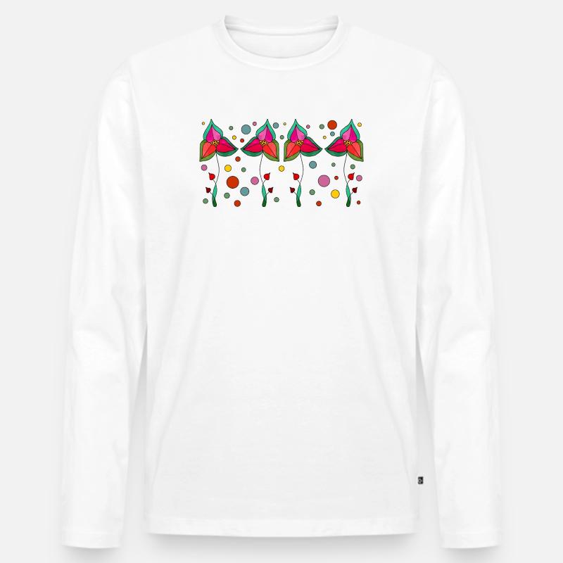 Blumen - Männer Premium Bio Langarmshirt - Weiß