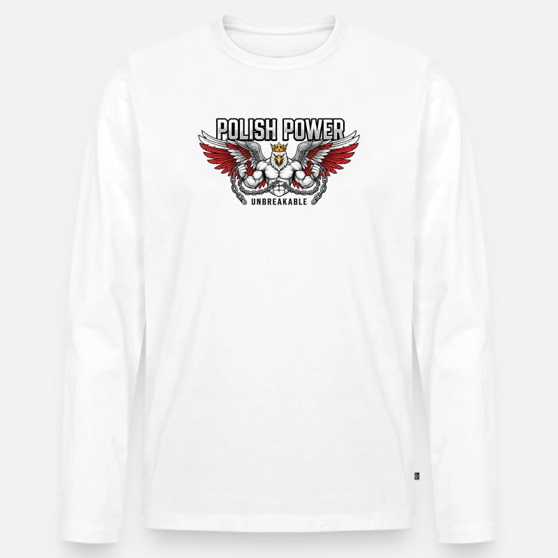 Polnische Kraft – Husaria Gym Beast - Männer Premium Bio Langarmshirt - Weiß