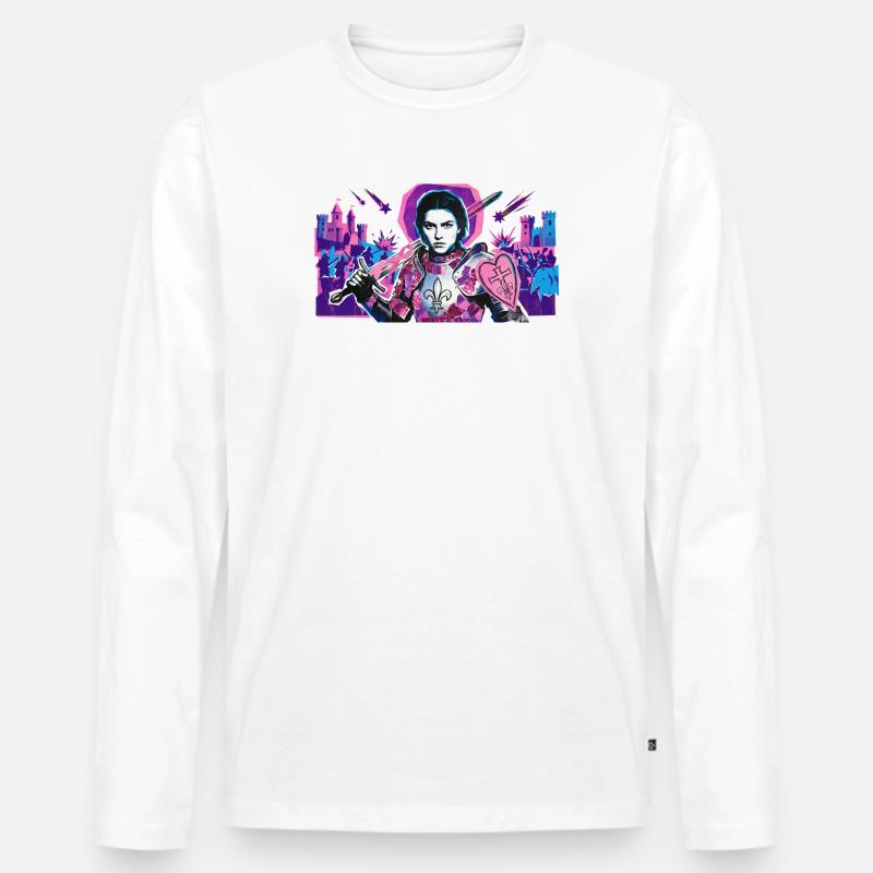 Neonritter mit Herzschild - Männer Premium Bio Langarmshirt - Weiß