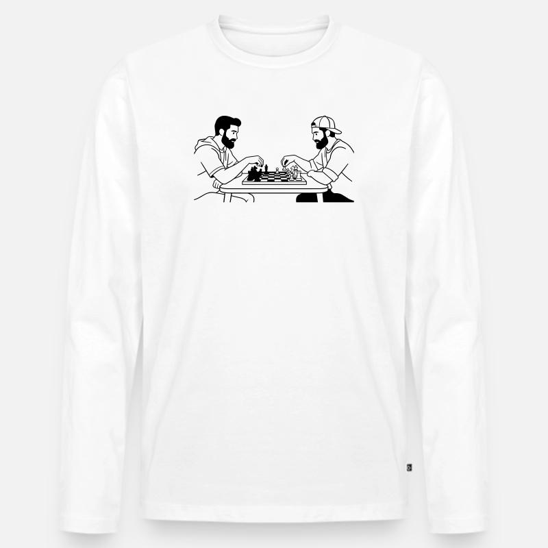 Schach - Männer Premium Bio Langarmshirt - Weiß
