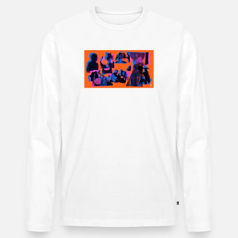 Collage Pop Silhouetten - Männer Premium Bio Langarmshirt - Weiß