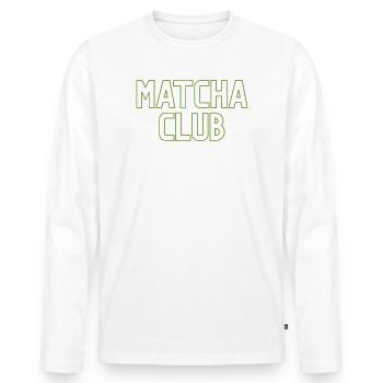 Matcha Club Logo - Männer Premium Bio Langarmshirt - Weiß - Vorne - Nico (187cm)