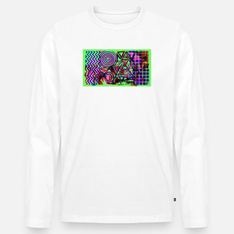 Neon Geometrie Chaos - Männer Premium Bio Langarmshirt - Weiß