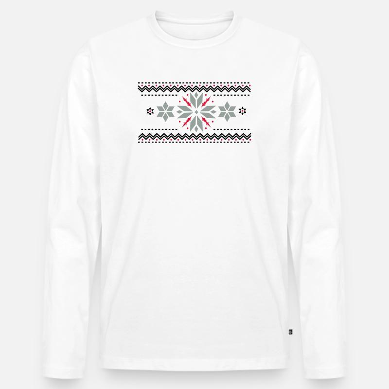 Stern Muster im Norweger Stil - Männer Premium Bio Langarmshirt - Weiß