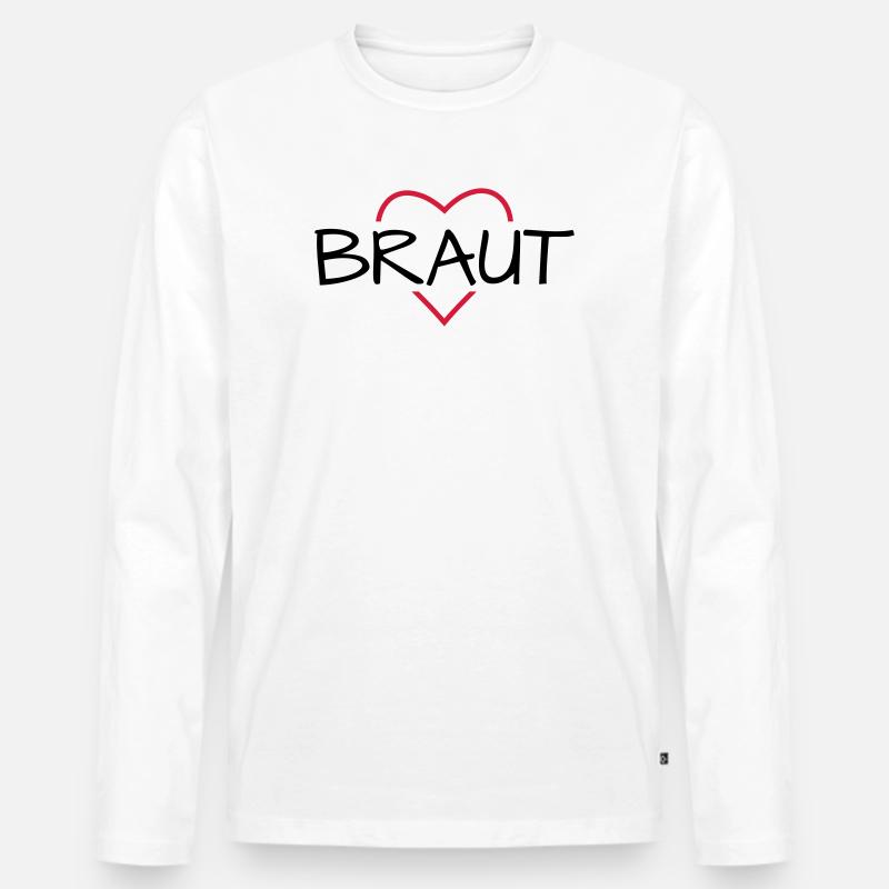 Braut Herz JunggesellinnenabschiedHochzeit - Männer Premium Bio Langarmshirt - Weiß