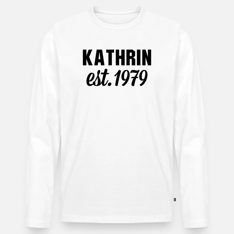 Kathrin est 1979 - Männer Premium Bio Langarmshirt - Weiß