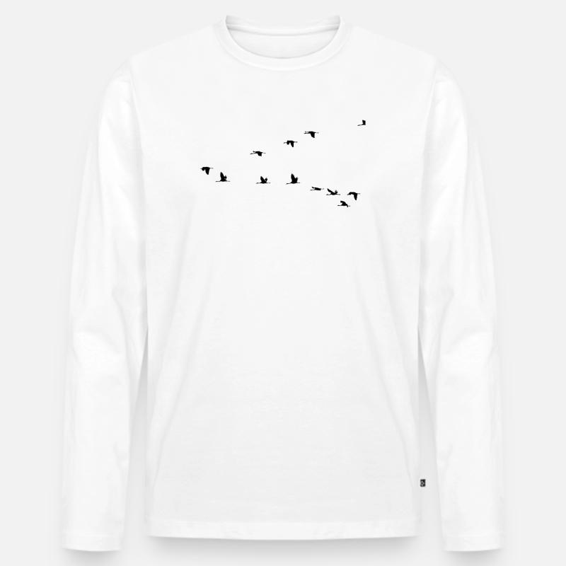 Vögel - Männer Premium Bio Langarmshirt - Weiß