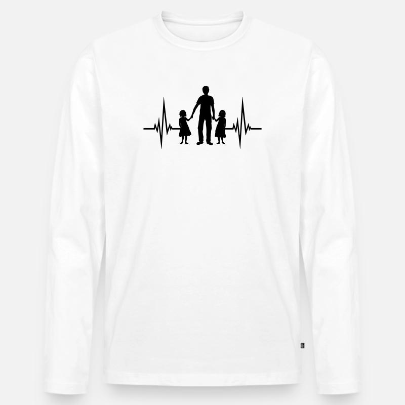 2 Töchter Puls - Männer Premium Bio Langarmshirt - Weiß