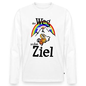 Der Weg ist das Ziel Wander Schnecke - Männer Premium Bio Langarmshirt - Weiß - Vorne - Nico (187cm)