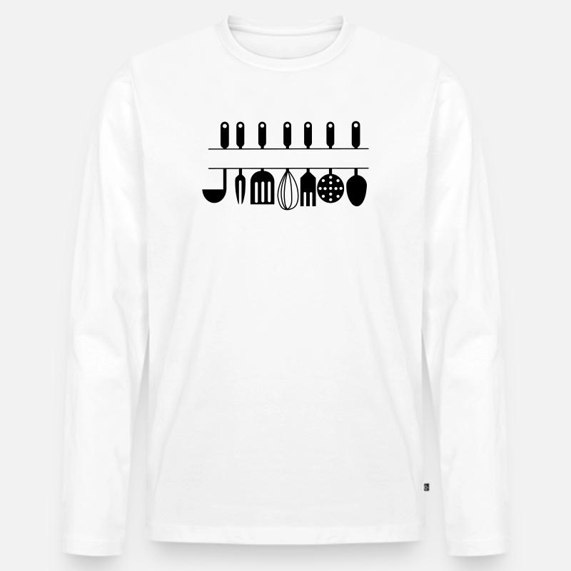 Ausschnitt für eigene Text-Küchenutensilien - Männer Premium Bio Langarmshirt - Weiß