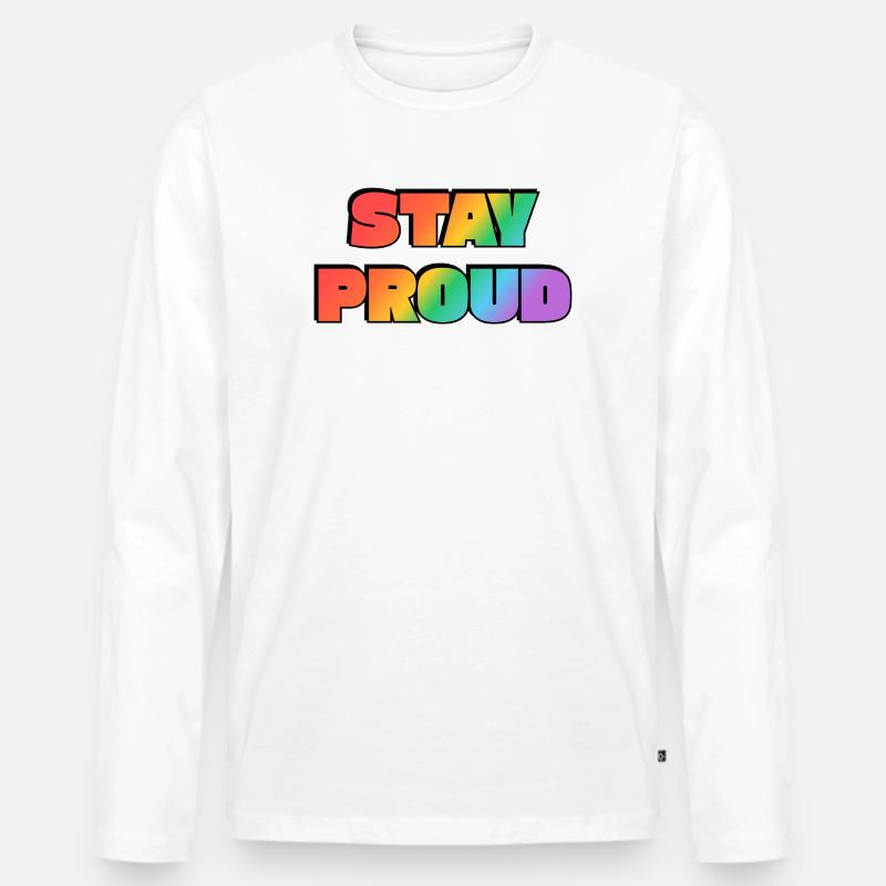 Stay Proud Rainbow Gradient - Männer Premium Bio Langarmshirt - Weiß