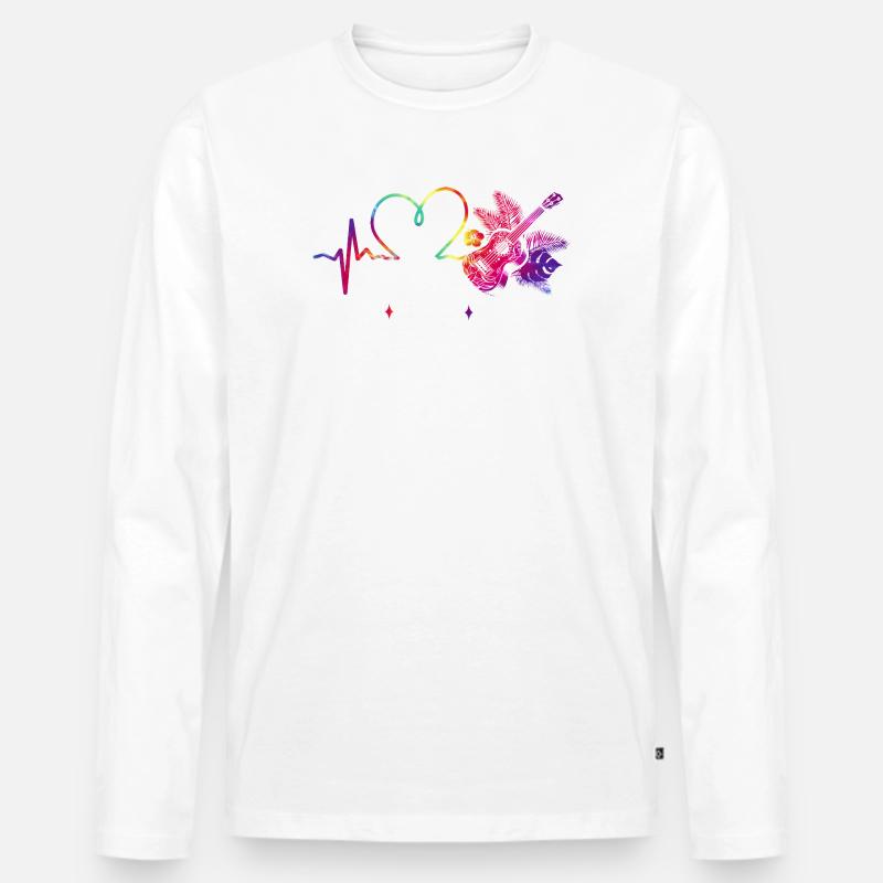 Hawaiian Ukulele Uke Live Love - Männer Premium Bio Langarmshirt - Weiß