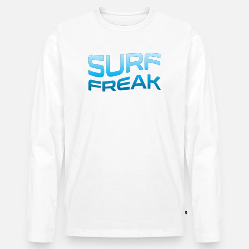 Surf Freak Blue Wave Style - Männer Premium Bio Langarmshirt - Weiß