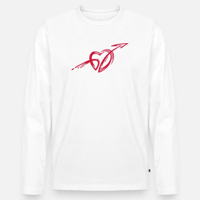 Herz Pfeil - Männer Premium Bio Langarmshirt - Weiß