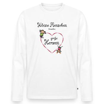 Kleine Menschen brauchen große Herzen - Männer Premium Bio Langarmshirt - Weiß - Vorne - Nico (187cm)