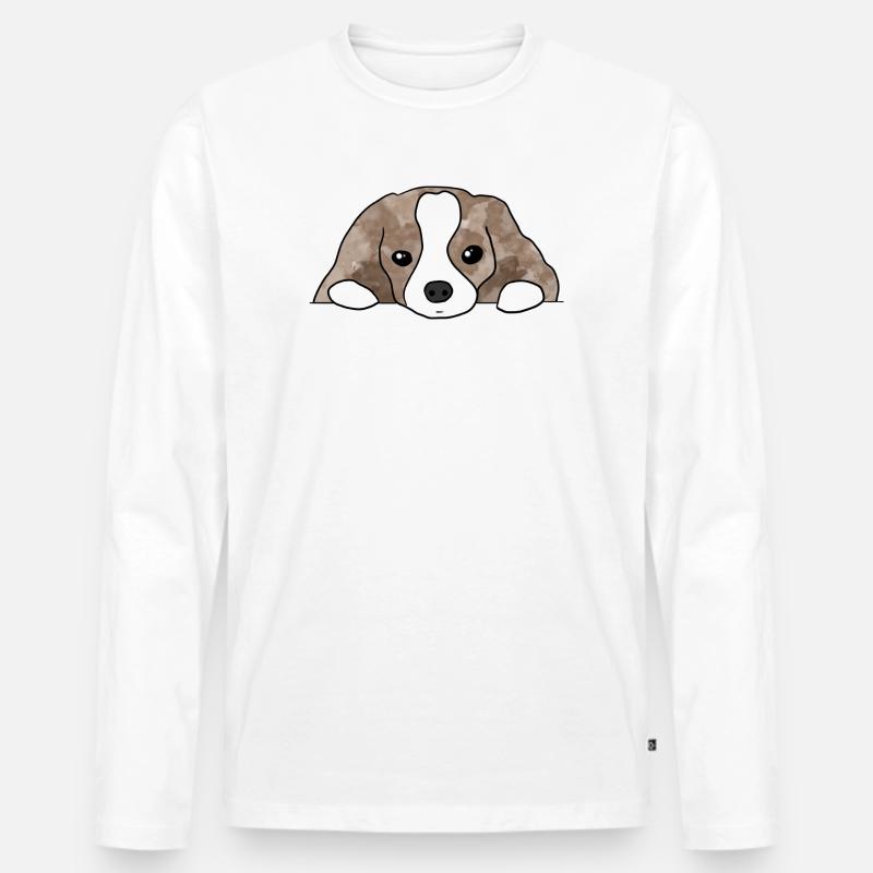 Hund - Männer Premium Bio Langarmshirt - Weiß