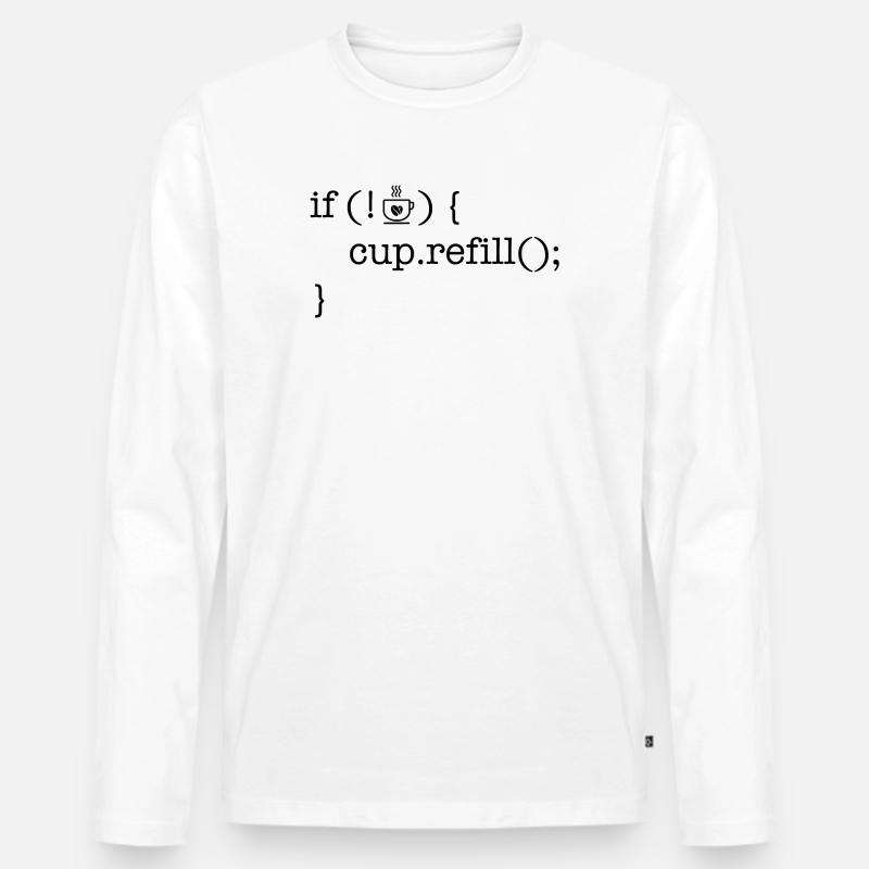 Coffee code software developer humor - Men's Premium Organic Long Sleeve Shirt - white