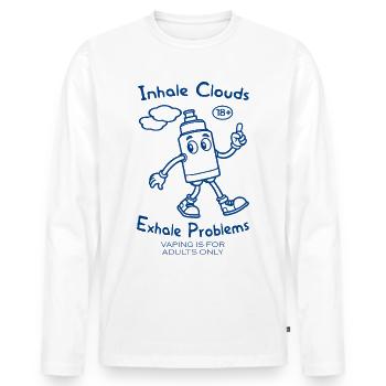 Inhale Clouds, Exhale Problems - Funny Vape - Men's Premium Organic Long Sleeve Shirt - white - Front - Nico (187cm)