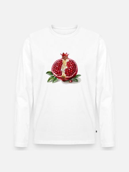 Granatapfel - Männer Premium Bio Langarmshirt - Weiß