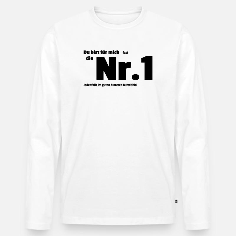 Nummer Eins - Männer Premium Bio Langarmshirt - Weiß