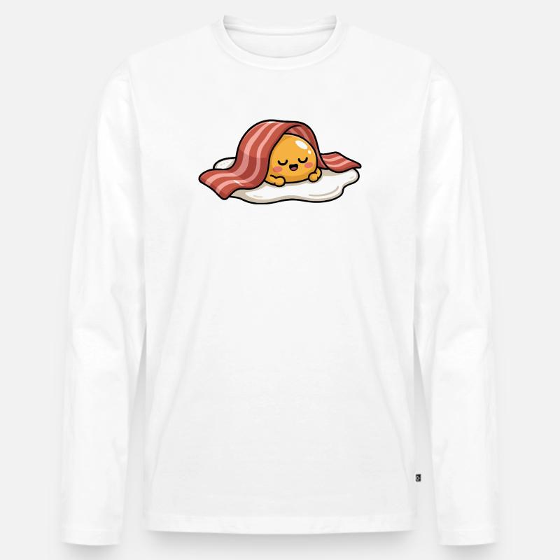 Sleeping Egg with Bacon Cartoon - Männer Premium Bio Langarmshirt - Weiß