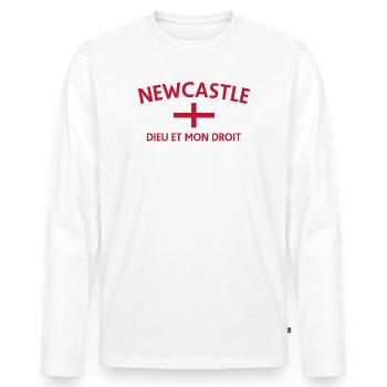 Newcastle Crest Fusion - Männer Premium Bio Langarmshirt - Weiß - Vorne - Nico (187cm)