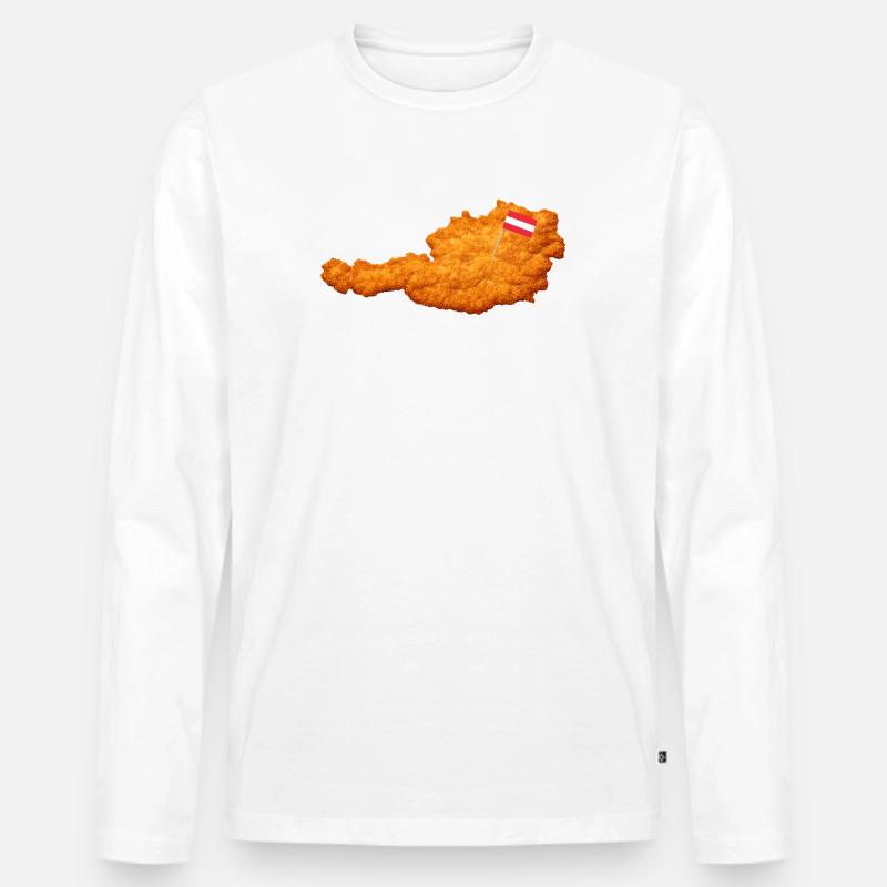 Schnitzel Österreich Form Essen - Männer Premium Bio Langarmshirt - Weiß