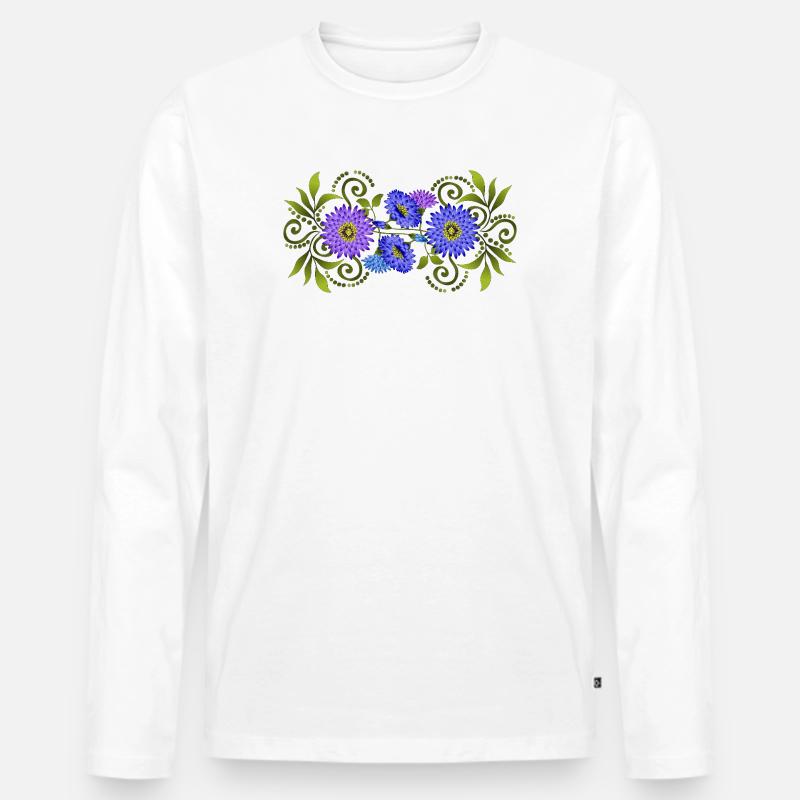 Blumen - Männer Premium Bio Langarmshirt - Weiß