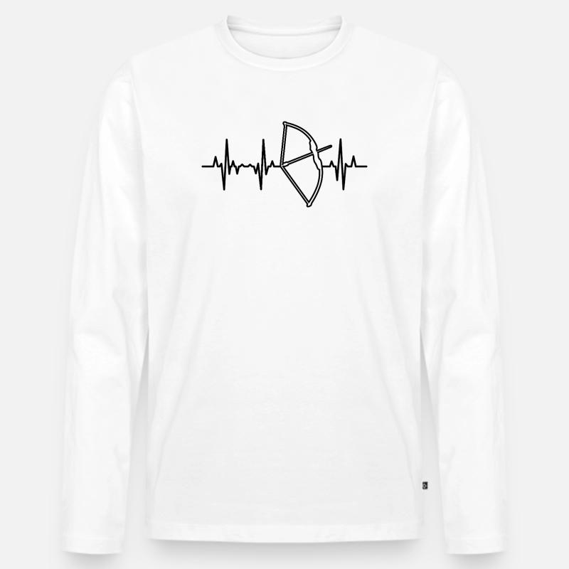 Pfeil und Bogen Herzschlag - Männer Premium Bio Langarmshirt - Weiß