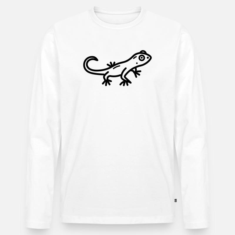 Eidechse - Männer Premium Bio Langarmshirt - Weiß