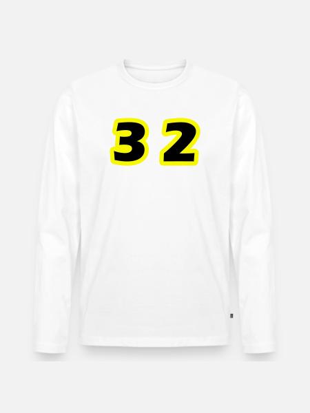 32 Number Symbol - Men's Premium Organic Long Sleeve Shirt - white