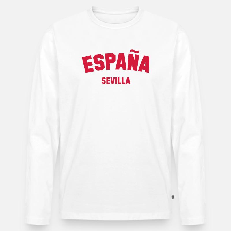 SEVILLA Spain Spanien Espana - Männer Premium Bio Langarmshirt - Weiß