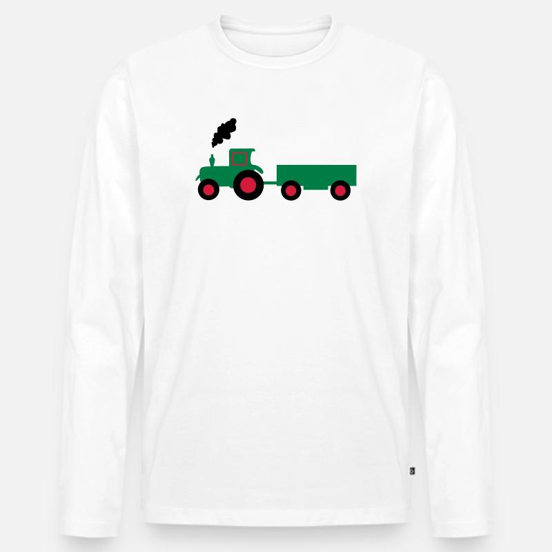 traktor trecker anhaenger - Männer Premium Bio Langarmshirt - Weiß