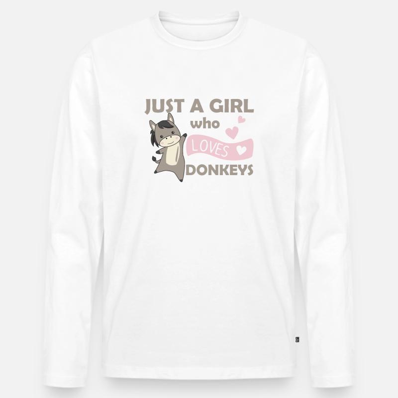 Nur ein Mädchen das Esel liebt - süßer Esel - Männer Premium Bio Langarmshirt - Weiß
