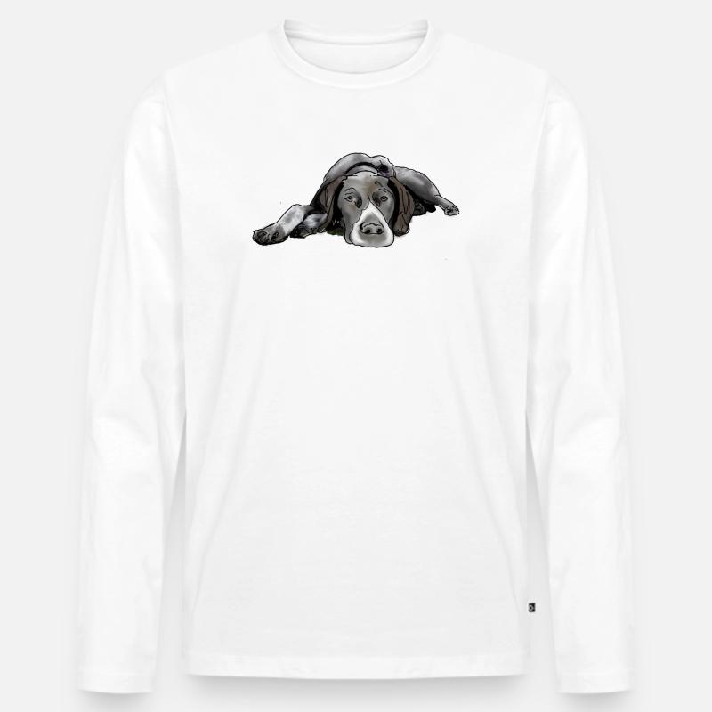 Pointer Deutsch Kurzhaar - Männer Premium Bio Langarmshirt - Weiß