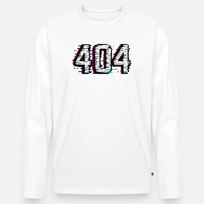 Retro 404 Logo T-Shirt - Männer Premium Bio Langarmshirt - Weiß