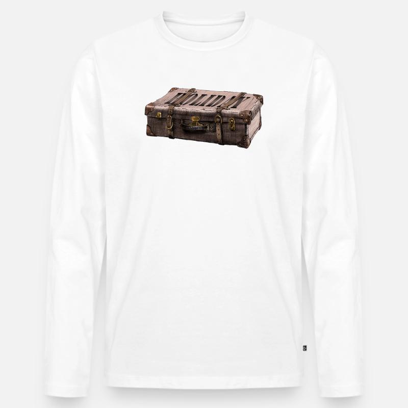 Abenteuer-Koffer mit Entdecker-Design - Männer Premium Bio Langarmshirt - Weiß