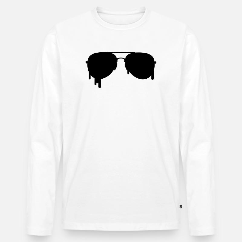 Pilot Brille - Männer Premium Bio Langarmshirt - Weiß