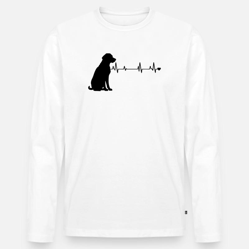 Hund - Männer Premium Bio Langarmshirt - Weiß