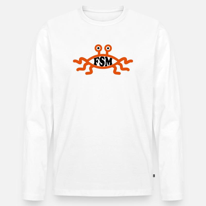 FSM Fliegendes Spaghettimonster Symbol - Männer Premium Bio Langarmshirt - Weiß