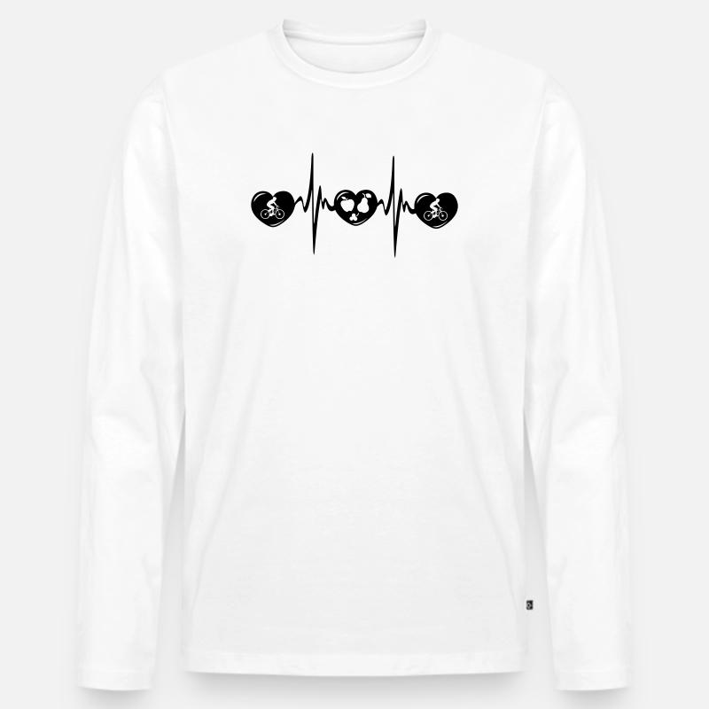 Radfahren, gesundes Essen, Cardio - Männer Premium Bio Langarmshirt - Weiß