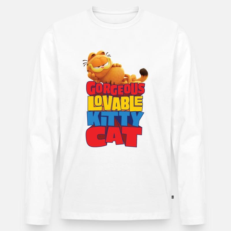 Garfield Gorgeous, Lovable Kitty Cat - Männer Premium Bio Langarmshirt - Weiß