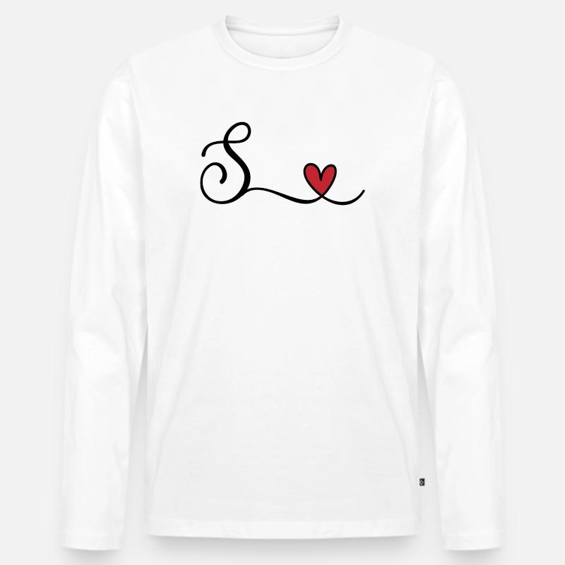 Buchstabe S - Männer Premium Bio Langarmshirt - Weiß