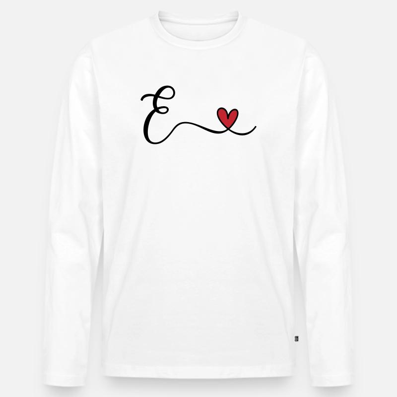 Buchstabe E Monogramm - Männer Premium Bio Langarmshirt - Weiß