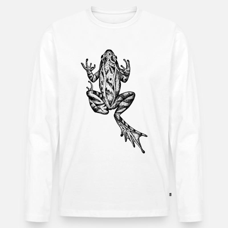 Frosch - Männer Premium Bio Langarmshirt - Weiß