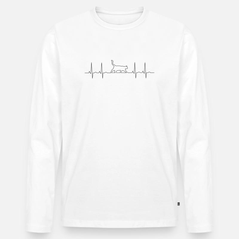Katze - Männer Premium Bio Langarmshirt - Weiß