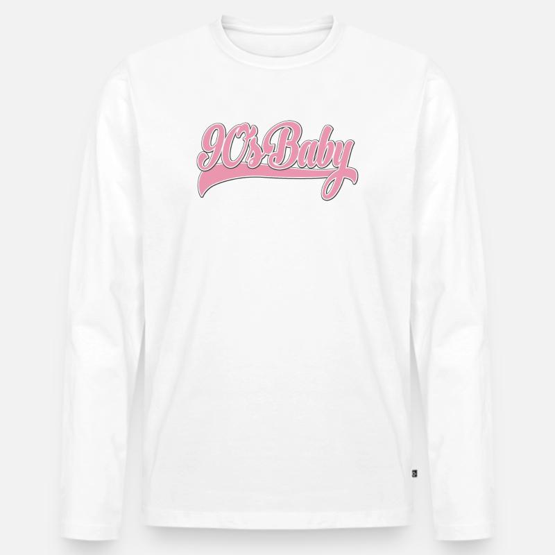 90s Baby Pink Retro Script - Männer Premium Bio Langarmshirt - Weiß